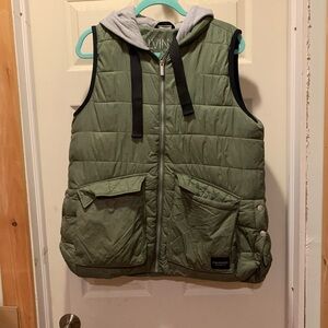 Calvin Klein Green Quilted Vest with Hood